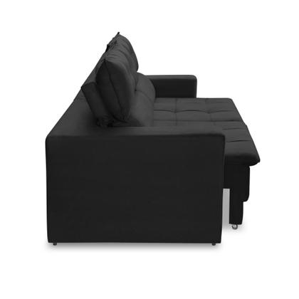 Imagem de Sofá Retrátil e Reclinável 3 lugares 2,10m com Molas Emily Suede Preto Adonai Estofados