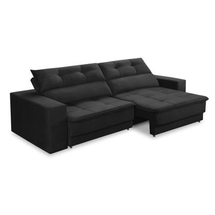Imagem de Sofá Retrátil e Reclinável 3 lugares 2,10m com Molas Emily Suede Preto Adonai Estofados