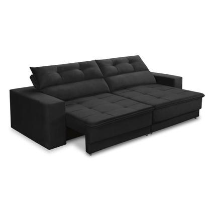Imagem de Sofá Retrátil e Reclinável 3 lugares 2,10m com Molas Emily Suede Preto Adonai Estofados