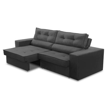 Imagem de Sofá Retrátil e Reclinável 3 lugares 2,10m com Molas Mirela Suede Cinza Adonai Estofados