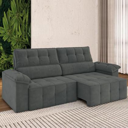 Imagem de Sofá Retrátil e Reclinável 3 Lugares 2,20m Veludo Santorini Cinza Luizzi