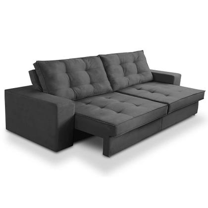 Imagem de Sofá Retrátil e Reclinável 3 lugares 2,30m com Molas Melissa Suede Cinza Rover & Beato