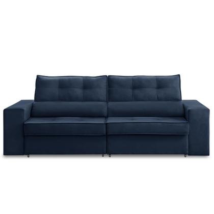 Imagem de Sofá Retrátil e Reclinável 3 lugares 2,30m com Molas Milena Suede Azul Rover & Beato