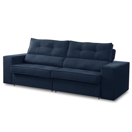 Imagem de Sofá Retrátil e Reclinável 3 lugares 2,30m com Molas Milena Suede Azul Rover & Beato
