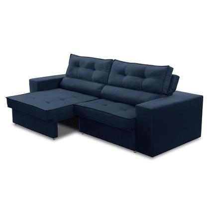 Imagem de Sofá Retrátil e Reclinável 3 lugares 2,30m com Molas Milena Suede Azul Rover & Beato
