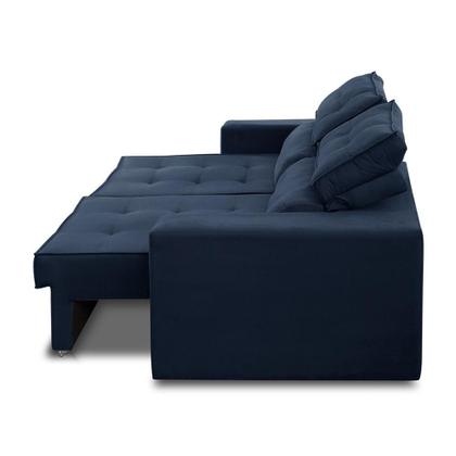 Sofá Retrátil e Reclinável 3 lugares 2,30m com Molas Mirela Suede Azul Adonai Estofados Imagem de Sofá Retrátil e Reclinável 3 lugares 2,30m com Molas Mirela Suede Azul Adonai Estofados