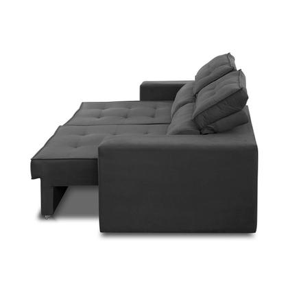 Imagem de Sofá Retrátil e Reclinável 3 lugares 2,30m com Molas Mirela Suede Cinza Adonai Estofados