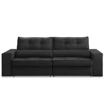 Imagem de Sofá Retrátil e Reclinável 3 lugares 2,30m com Molas Mirela Suede Preto Adonai Estofados