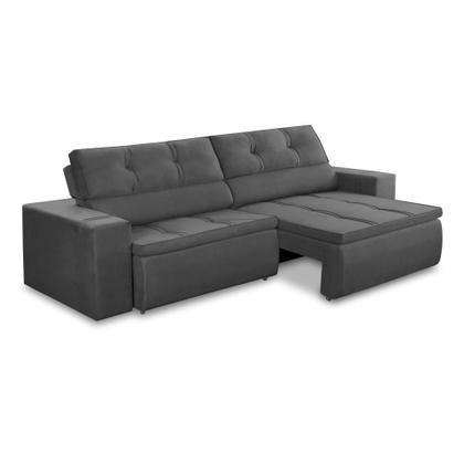 Sofá Retrátil e Reclinável 3 lugares 2,30m com Molas Stella Suede Cinza Adonai Estofados Imagem de Sofá Retrátil e Reclinável 3 lugares 2,30m com Molas Stella Suede Cinza Adonai Estofados
