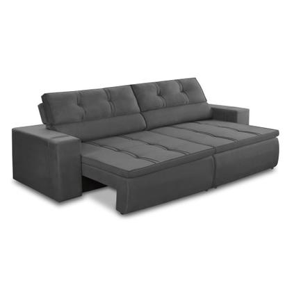 Sofá Retrátil e Reclinável 3 lugares 2,30m com Molas Stella Suede Cinza Adonai Estofados Imagem de Sofá Retrátil e Reclinável 3 lugares 2,30m com Molas Stella Suede Cinza Adonai Estofados