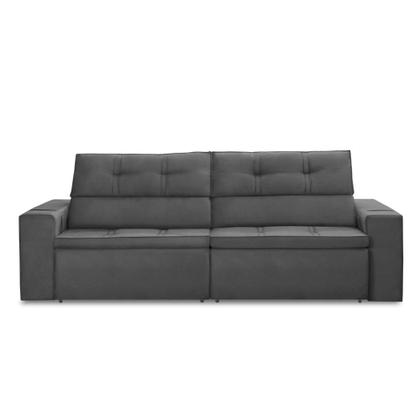 Sofá Retrátil e Reclinável 3 lugares 2,30m com Molas Stella Suede Cinza Adonai Estofados Imagem de Sofá Retrátil e Reclinável 3 lugares 2,30m com Molas Stella Suede Cinza Adonai Estofados