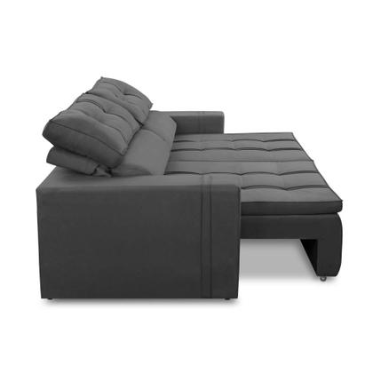 Sofá Retrátil e Reclinável 3 lugares 2,30m com Molas Stella Suede Cinza Adonai Estofados Imagem de Sofá Retrátil e Reclinável 3 lugares 2,30m com Molas Stella Suede Cinza Adonai Estofados
