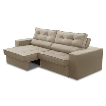 Imagem de Sofá Retrátil e Reclinável 3 lugares 2,50m com Molas Mirela Suede Bege Adonai Estofados