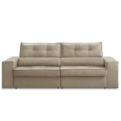 Imagem de Sofá Retrátil e Reclinável 3 lugares 2,50m com Molas Mirela Suede Bege Adonai Estofados