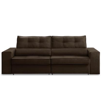 Imagem de Sofá Retrátil e Reclinável 3 lugares 2,50m com Molas Mirela Suede Marrom Adonai Estofados