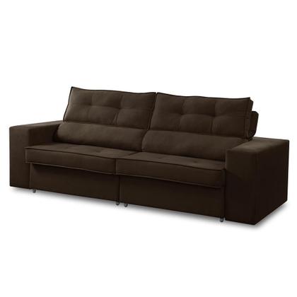 Imagem de Sofá Retrátil e Reclinável 3 lugares 2,50m com Molas Mirela Suede Marrom Adonai Estofados