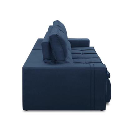 Imagem de Sofá Retrátil e Reclinável 3 lugares 2,50m com Molas Stella Suede Azul Adonai Estofados
