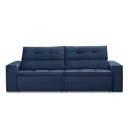Imagem de Sofá Retrátil e Reclinável 3 lugares 2,50m com Molas Stella Suede Azul Adonai Estofados