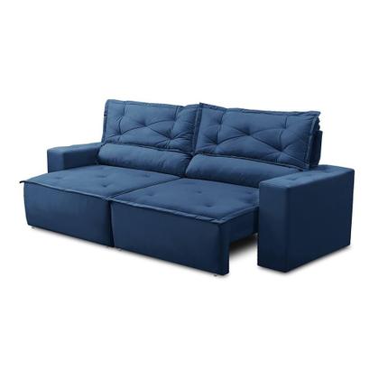 Sofá Retrátil e Reclinável 3 lugares com Molas 1,50m Laura Suede Azul Madelina - Madelina Decor Imagem de Sofá Retrátil e Reclinável 3 lugares com Molas 1,50m Laura Suede Azul Madelina
