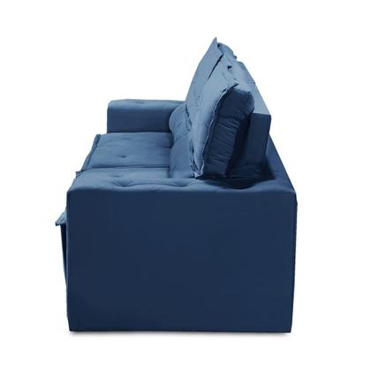 Sofá Retrátil e Reclinável 3 lugares com Molas 1,50m Laura Suede Azul Madelina - Madelina Decor Imagem de Sofá Retrátil e Reclinável 3 lugares com Molas 1,50m Laura Suede Azul Madelina