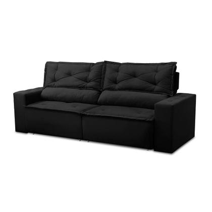 Imagem de Sofá Retrátil e Reclinável 3 lugares com Molas 1,80m Livia Suede Preto Adonai Estofados