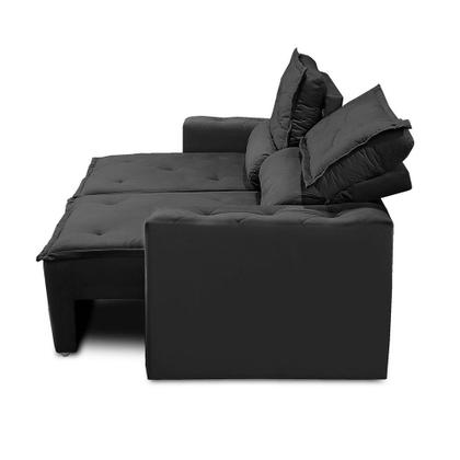 Imagem de Sofá Retrátil e Reclinável 3 lugares com Molas 1,80m Livia Suede Preto Adonai Estofados