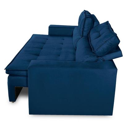 Imagem de Sofá Retrátil e Reclinável 3 lugares com Molas 1,80m Vegas Suede Azul Adonai Estofados