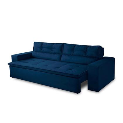 Sofá Retrátil e Reclinável 3 lugares com Molas 1,80m Vegas Suede Azul Adonai Estofados Imagem de Sofá Retrátil e Reclinável 3 lugares com Molas 1,80m Vegas Suede Azul Adonai Estofados