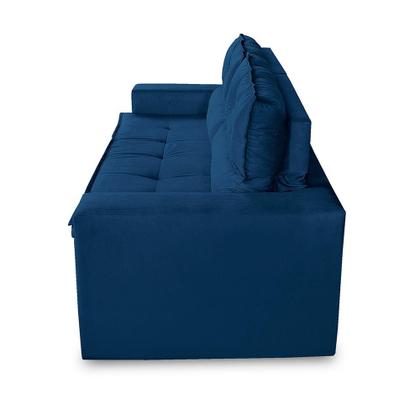 Sofá Retrátil e Reclinável 3 lugares com Molas 1,80m Vegas Suede Azul Adonai Estofados Imagem de Sofá Retrátil e Reclinável 3 lugares com Molas 1,80m Vegas Suede Azul Adonai Estofados