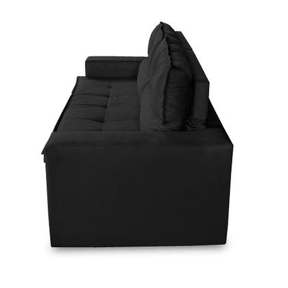Sofá Retrátil e Reclinável 3 lugares com Molas 1,80m Vegas Suede Preto Adonai Estofados Imagem de Sofá Retrátil e Reclinável 3 lugares com Molas 1,80m Vegas Suede Preto Adonai Estofados