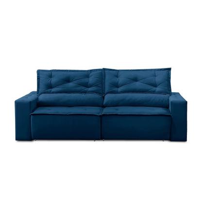 Sofá Retrátil e Reclinável 3 lugares com Molas 2,00m Livia Suede Azul Adonai Estofados Imagem de Sofá Retrátil e Reclinável 3 lugares com Molas 2,00m Livia Suede Azul Adonai Estofados