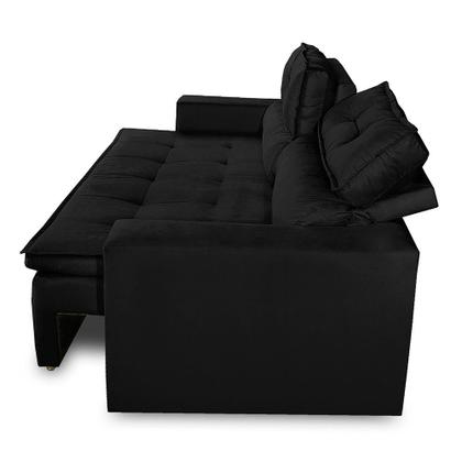 Imagem de Sofá Retrátil e Reclinável 3 lugares com Molas 2,00m Vegas Suede Preto Adonai Estofados