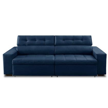 Imagem de Sofá Retrátil e Reclinável 3 Lugares com Molas 2,10m Dani Suede Azul Adonai Estofados
