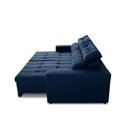 Imagem de Sofá Retrátil e Reclinável 3 Lugares com Molas 2,10m Dani Suede Azul Adonai Estofados