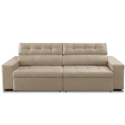 Imagem de Sofá Retrátil e Reclinável 3 Lugares com Molas 2,70m Julia Suede Bege Madelina Decor