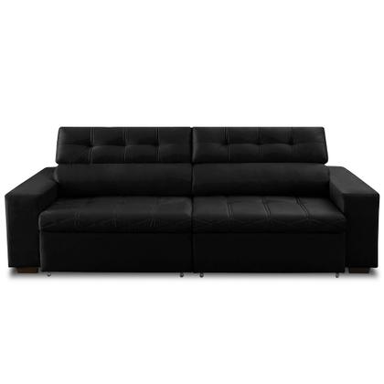 Imagem de Sofá Retrátil e Reclinável 3 Lugares com Molas 2,70m Julia Suede Preto Madelina Decor