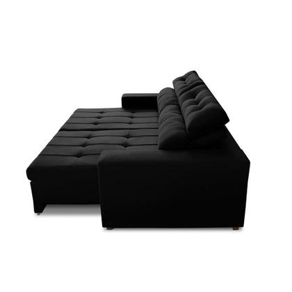 Imagem de Sofá Retrátil e Reclinável 3 Lugares com Molas 2,70m Julia Suede Preto Madelina Decor