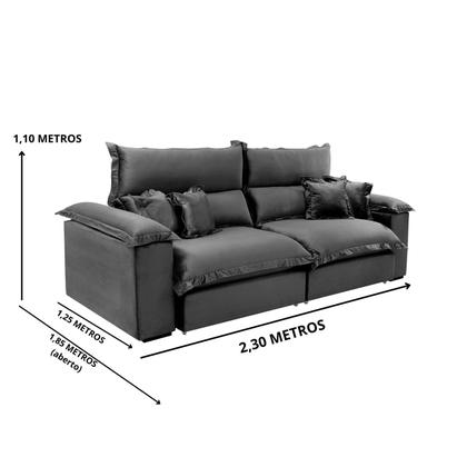 Imagem de Sofá Retrátil e Reclinável 3 Lugares Lírio Suede