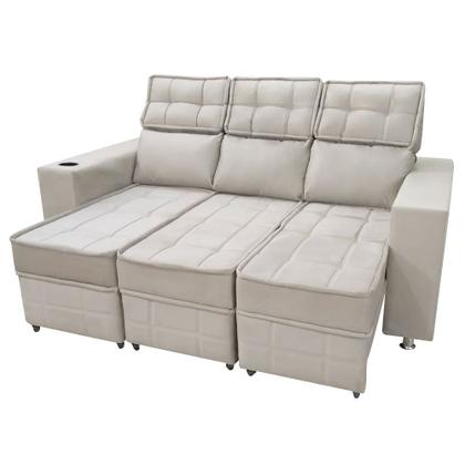 Imagem de Sofá Retrátil e Reclinável 3 lugares Londres 2.10cm C/Molas - Veludo