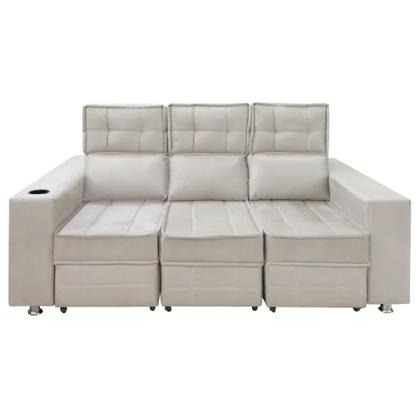 Imagem de Sofá Retrátil e Reclinável 3 lugares Londres 2.10cm C/Molas - Veludo