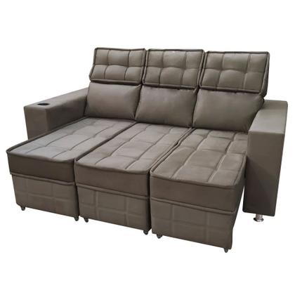 Imagem de Sofá Retrátil e Reclinável 3 lugares Londres 2.10cm C/Molas - Veludo