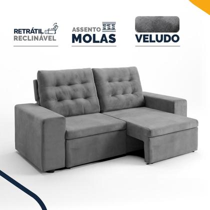 Imagem de Sofá Retrátil e Reclinável 3 Lugares Molas - Curitiba 206cm