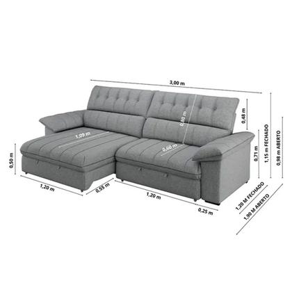 Imagem de Sofá Retrátil e Reclinável 300cm Besthouse Torino