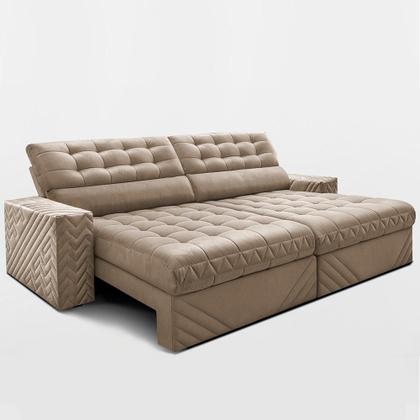 Imagem de Sofá Retrátil e Reclinável 3,00m Molas Ensacadas Max Spring. Velusoft Cama inBox