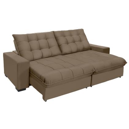Imagem de Sofá Retrátil E Reclinável 3,10m Suede Califórnia Marrom Castor