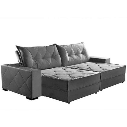 Imagem de Sofá Retrátil e Reclinável 3,10m Suede Hollywood Cinza