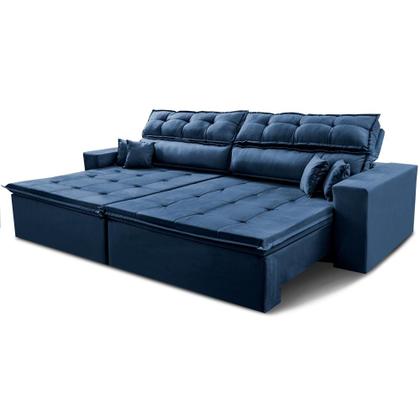 Imagem de Sofá Retrátil e Reclinável 3,12m Luxos Cama inBox Velusoft Azul