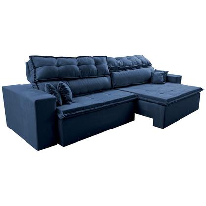 Imagem de Sofá Retrátil e Reclinável 3,12m Luxos Cama inBox Velusoft Azul