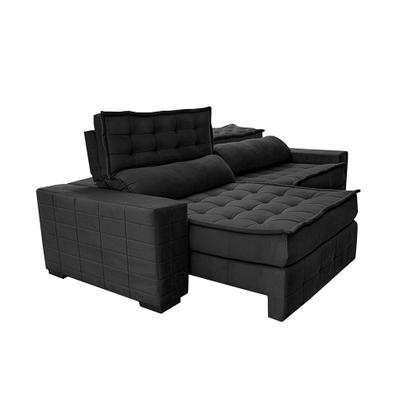 Imagem de Sofá Retrátil e Reclinável 3,15m Cama inBox Big Puffer com SoftGelD40 Velupluma Preto