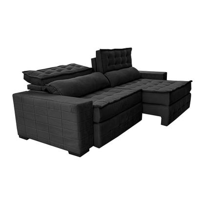 Imagem de Sofá Retrátil e Reclinável 3,15m Cama inBox Big Puffer com SoftGelD40 Velupluma Preto
